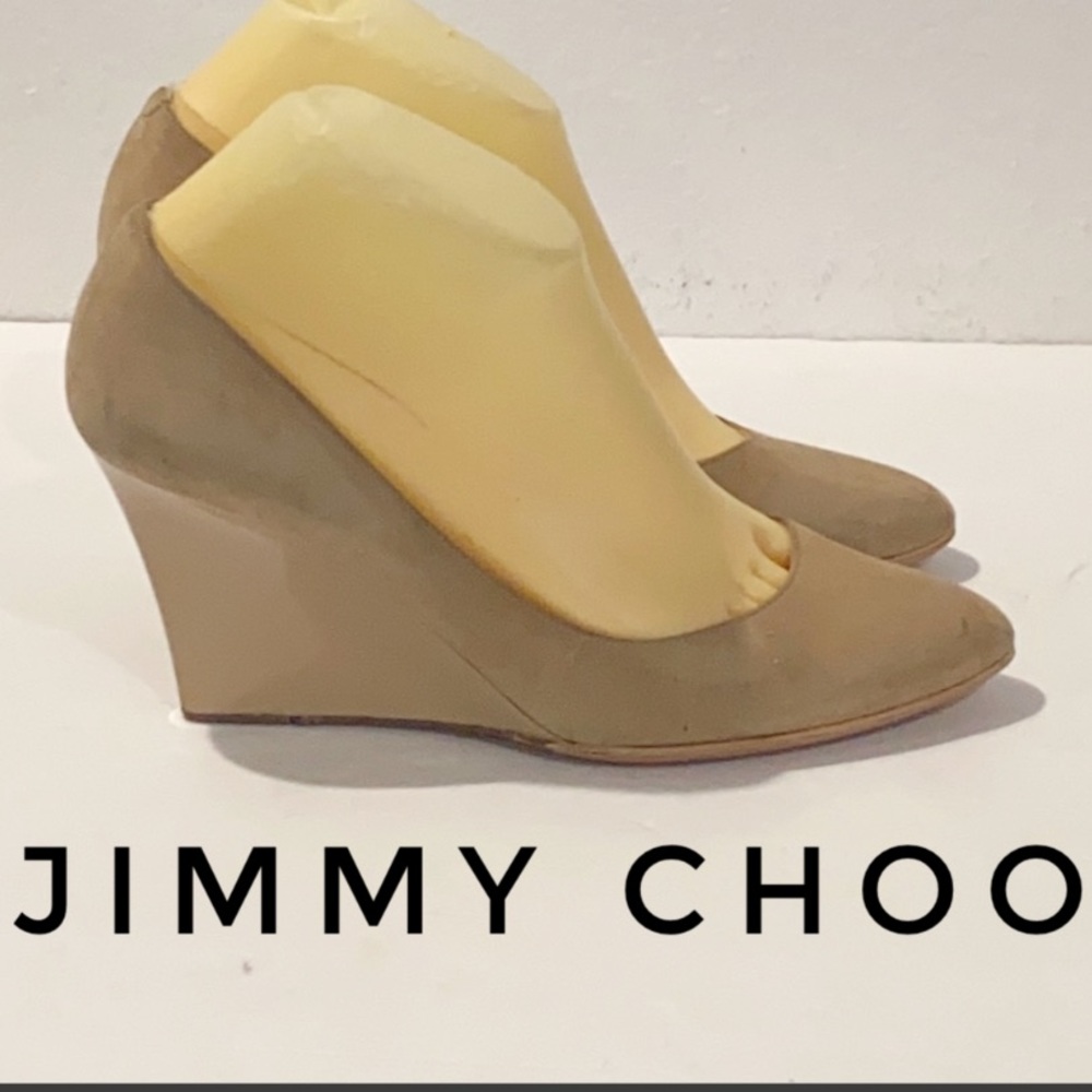 Authentic Jimmy Choo suede leather wedges sz 8.5